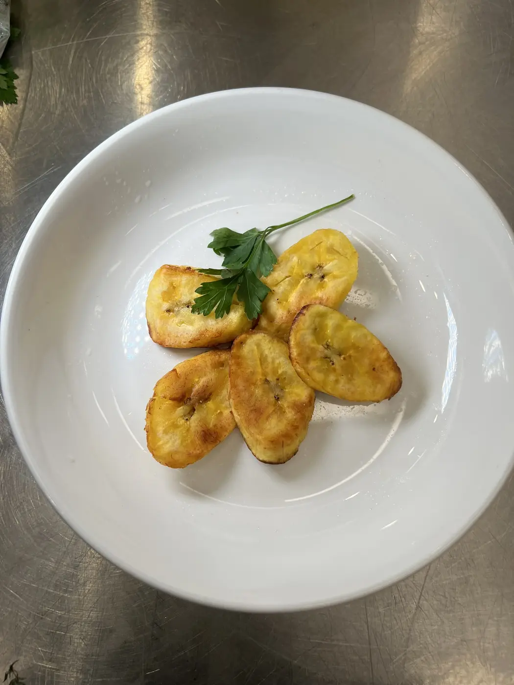 Tray of golden sweet plantains